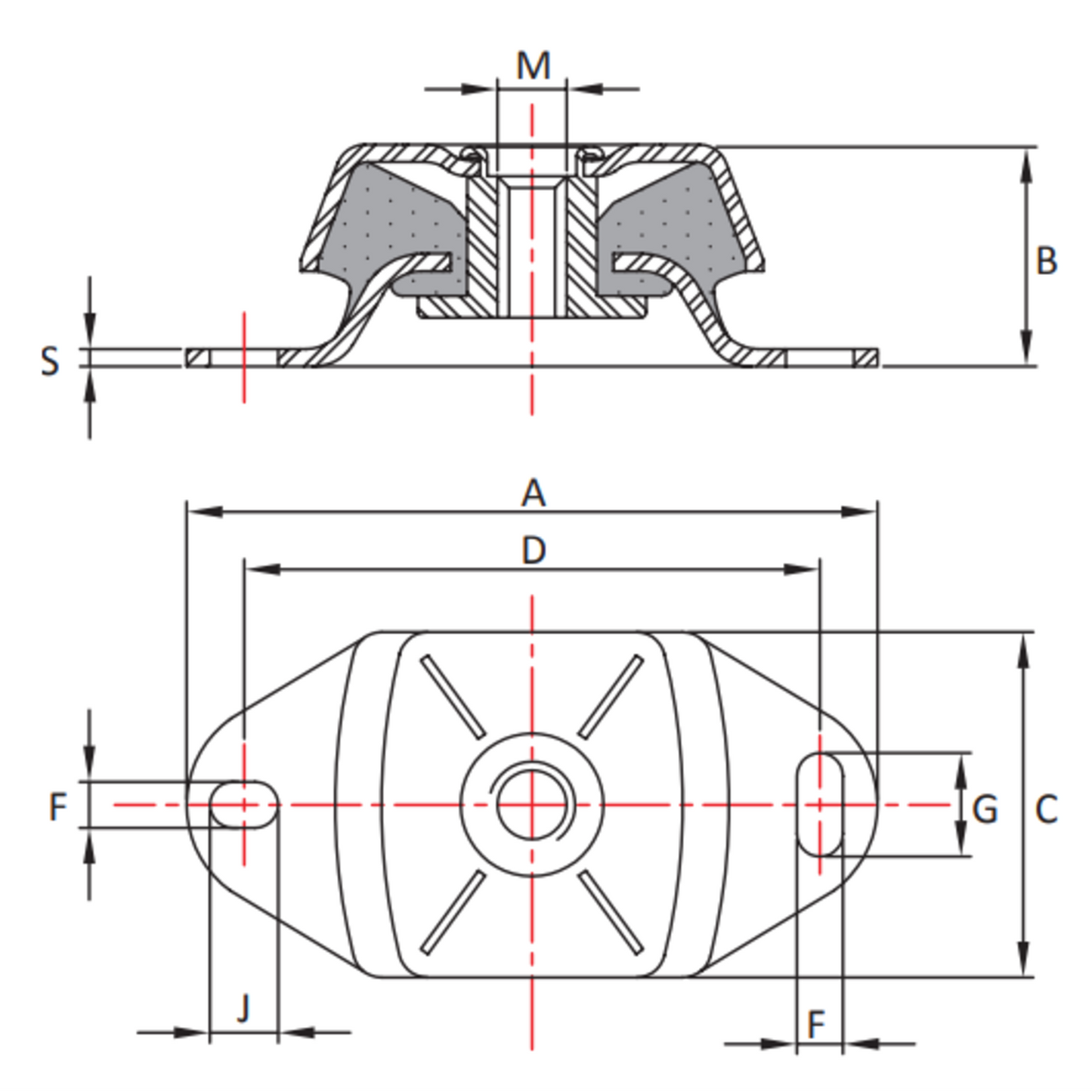 M12 Marine Engine Anti Vibration Flange Mount