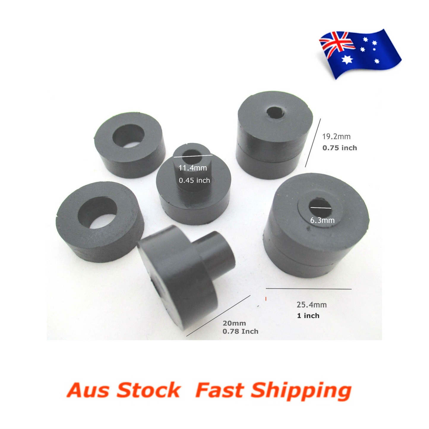 Sorbothane Isolator Vibration Bushings 25mm 1 Inch Diam 50 Durometer 4pc